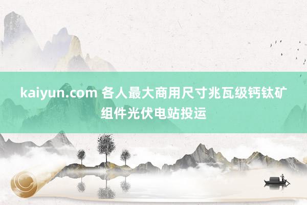 kaiyun.com 各人最大商用尺寸兆瓦级钙钛矿组件光伏电站投运